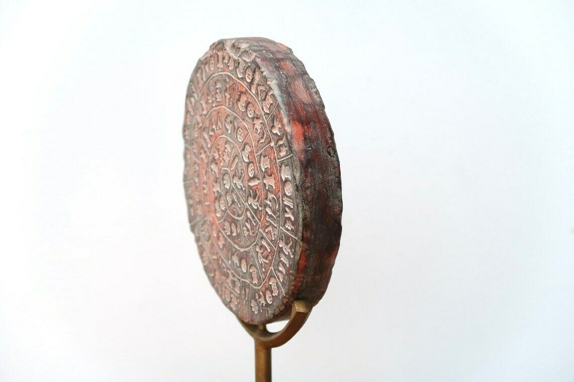 Gipsen Griekse Sculptuur, Phaistos Schijf, Jaren 1970 / Vintage, Beeld, Boho Chic, Folk, Bohemian, Esoterisch Mystiek photo 179.0