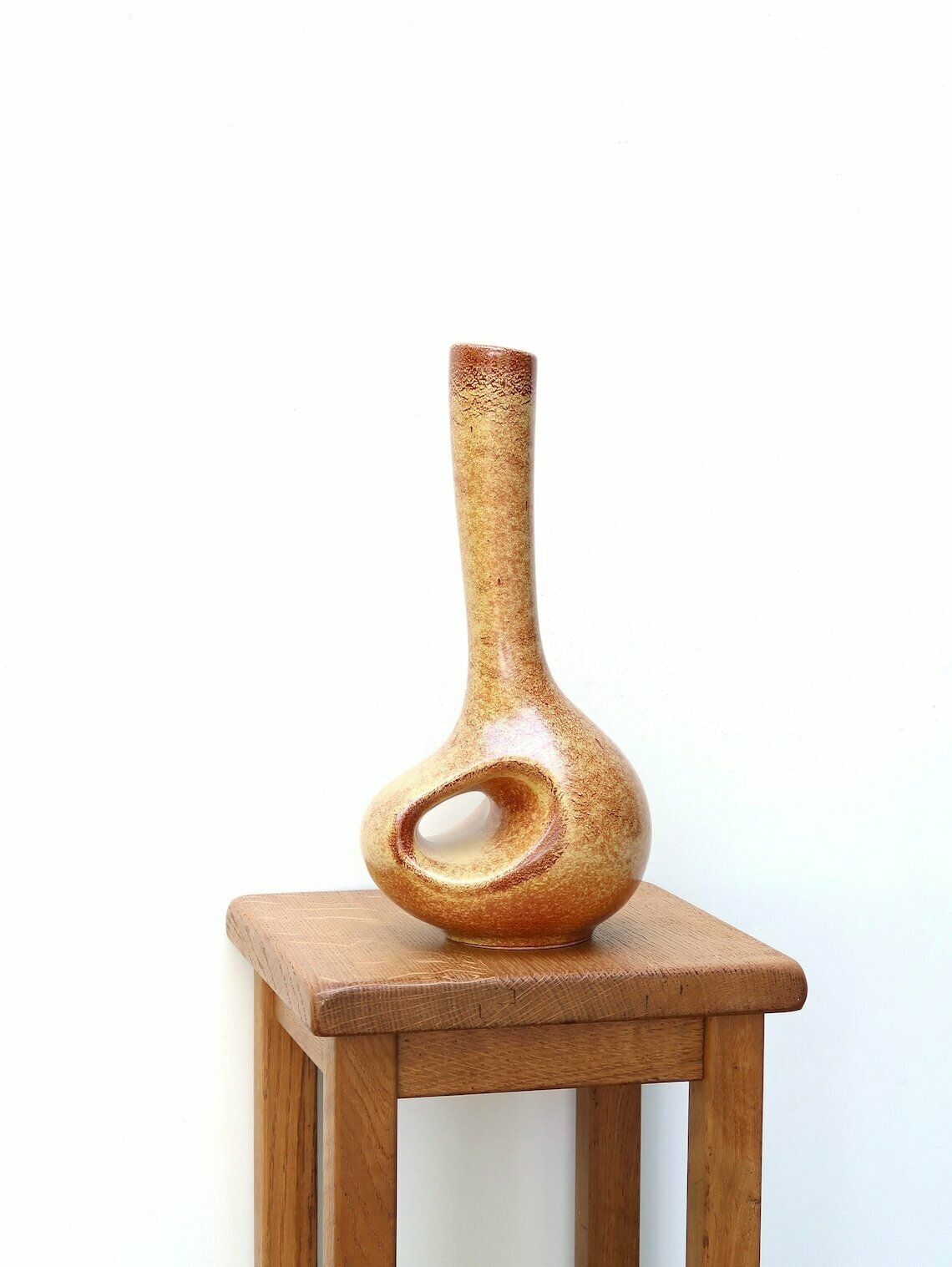 Italian Brown Ceramic Vase By Roberto Rigon For Bertoncello, 1960s photo buy