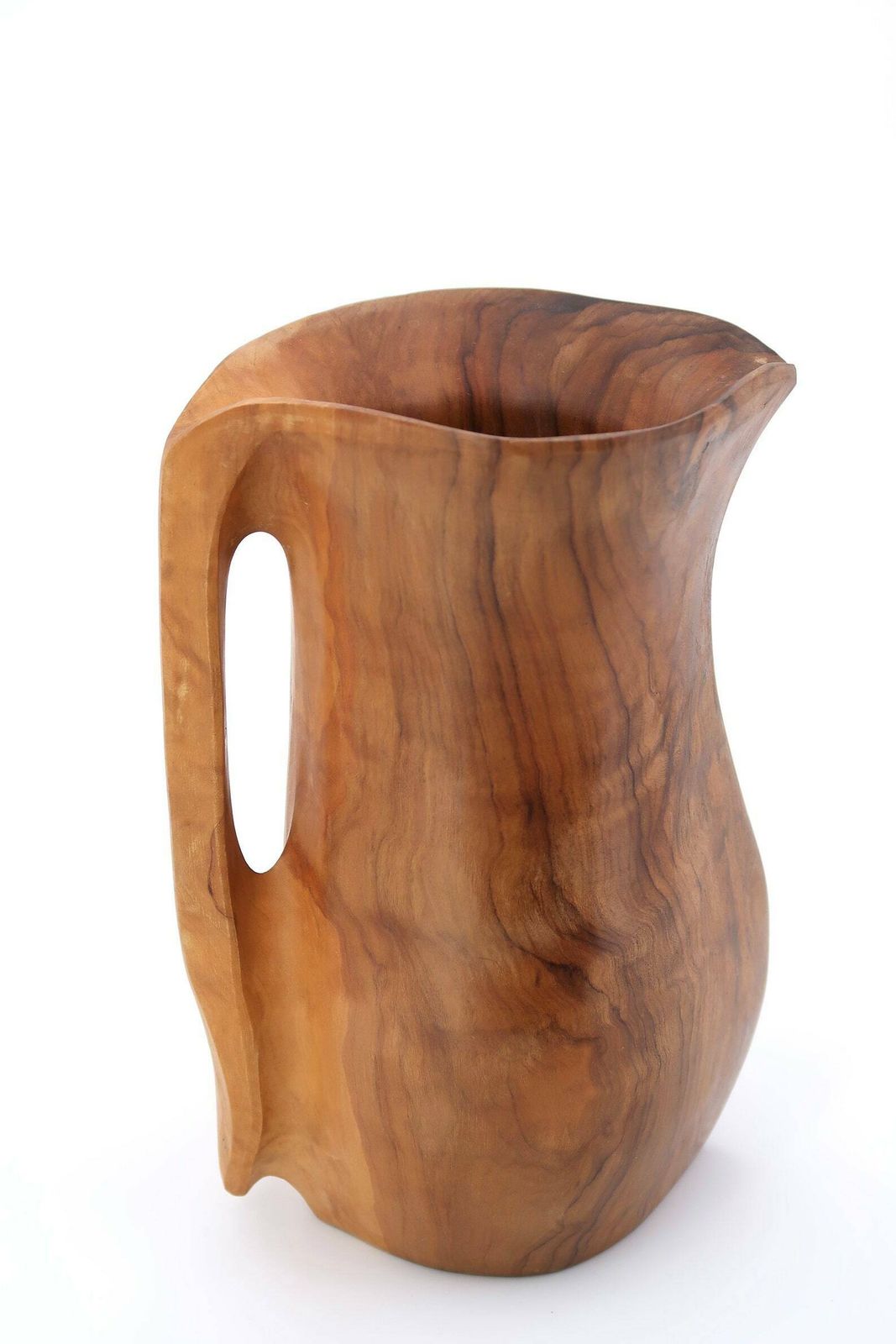 Spanish Wood Pitcher, 1960s / Vase, Boho Chic, Bohemian, Folk Art, Pot, Wooden photo Home Decor