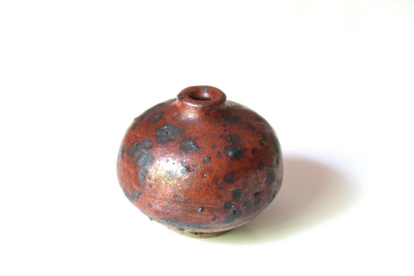 French Small Ceramic Vase, 1970s / Wabi Sabi, La Borne, Stoneware, Boho Chic, Bohemian, Rustic, Country, Ball, Minimalist photo for sale