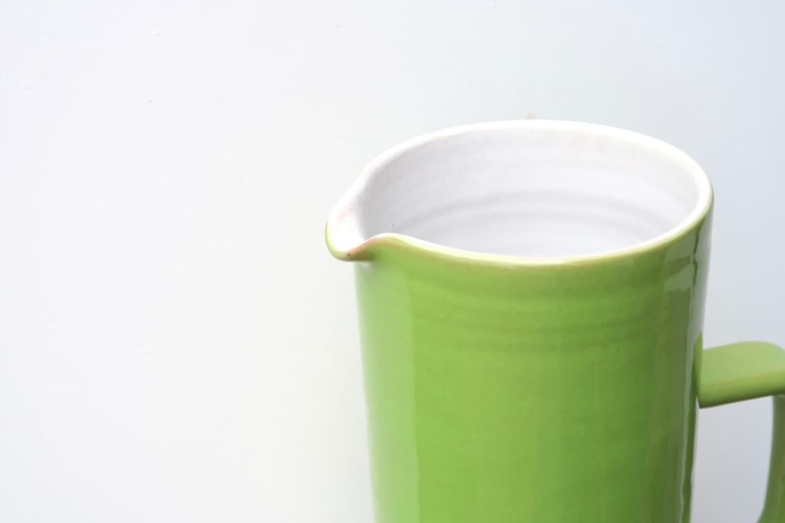 French Green Ceramic Pitcher By Paul Badié, Poterie De La Brague, 1970s / Georges Jouve Style, Plascassier, Grasse, Ruelland, Modern photo for sale