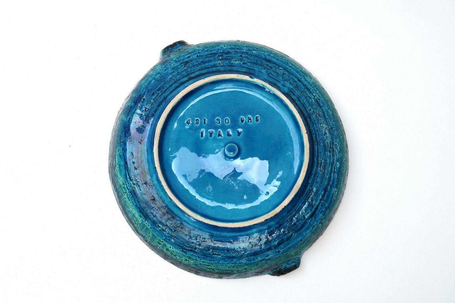 Large Bitossi Ceramic Dish Or Ashtray By Aldo Londi, Rimini Blue, 1960s / Made In Italy, Vintage, Tray, Ring Dish photo 267.0