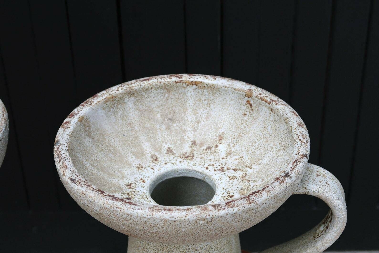 Huge White Ceramic Candleholder By Accolay, 1960s / Minimalist, Pure, French Pottery photo Home Decor