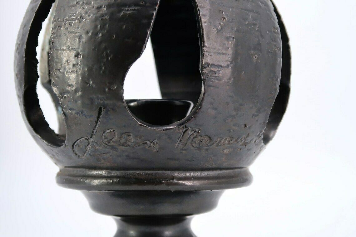 Huge French Black Ceramic Candleholder Lantern By Jean Marais, Vallauris, 1960s / Candle Holder, France, Costa Riviera photo buy
