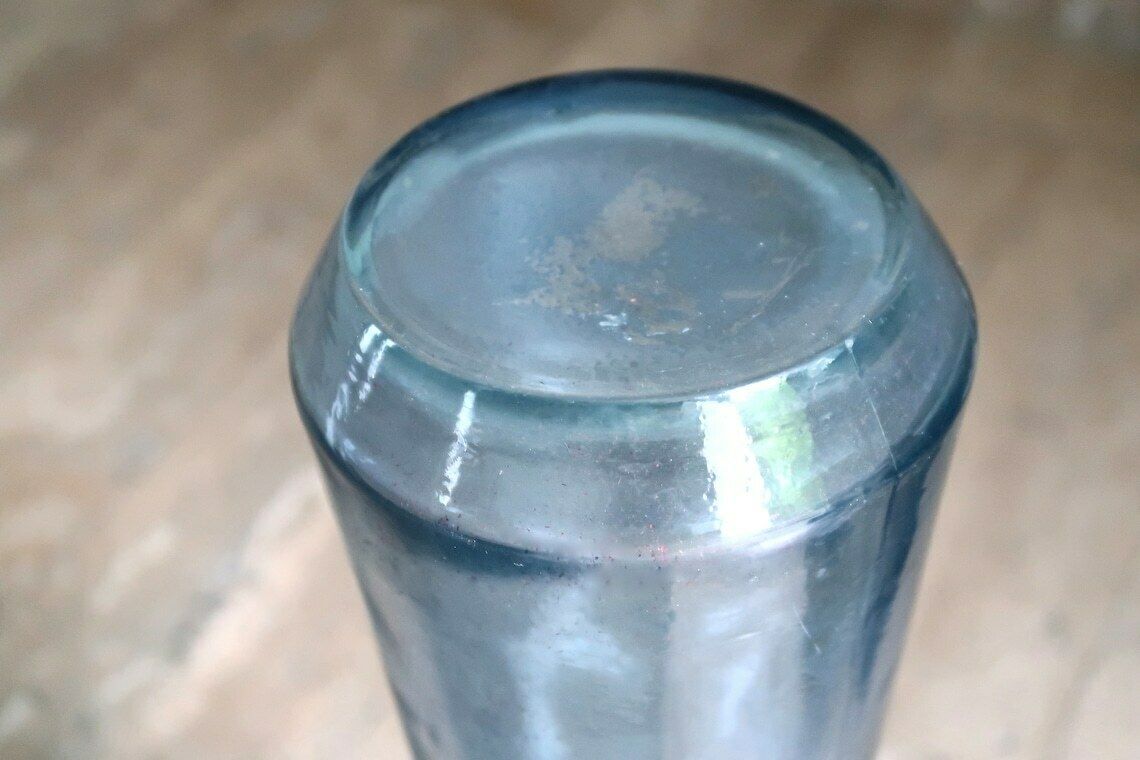Blue Glass Genie Bottle, Italian Decanter, 1960s / Empoli, Boho Chic, Bohemian, Folk, Made In Italy photo 179.0