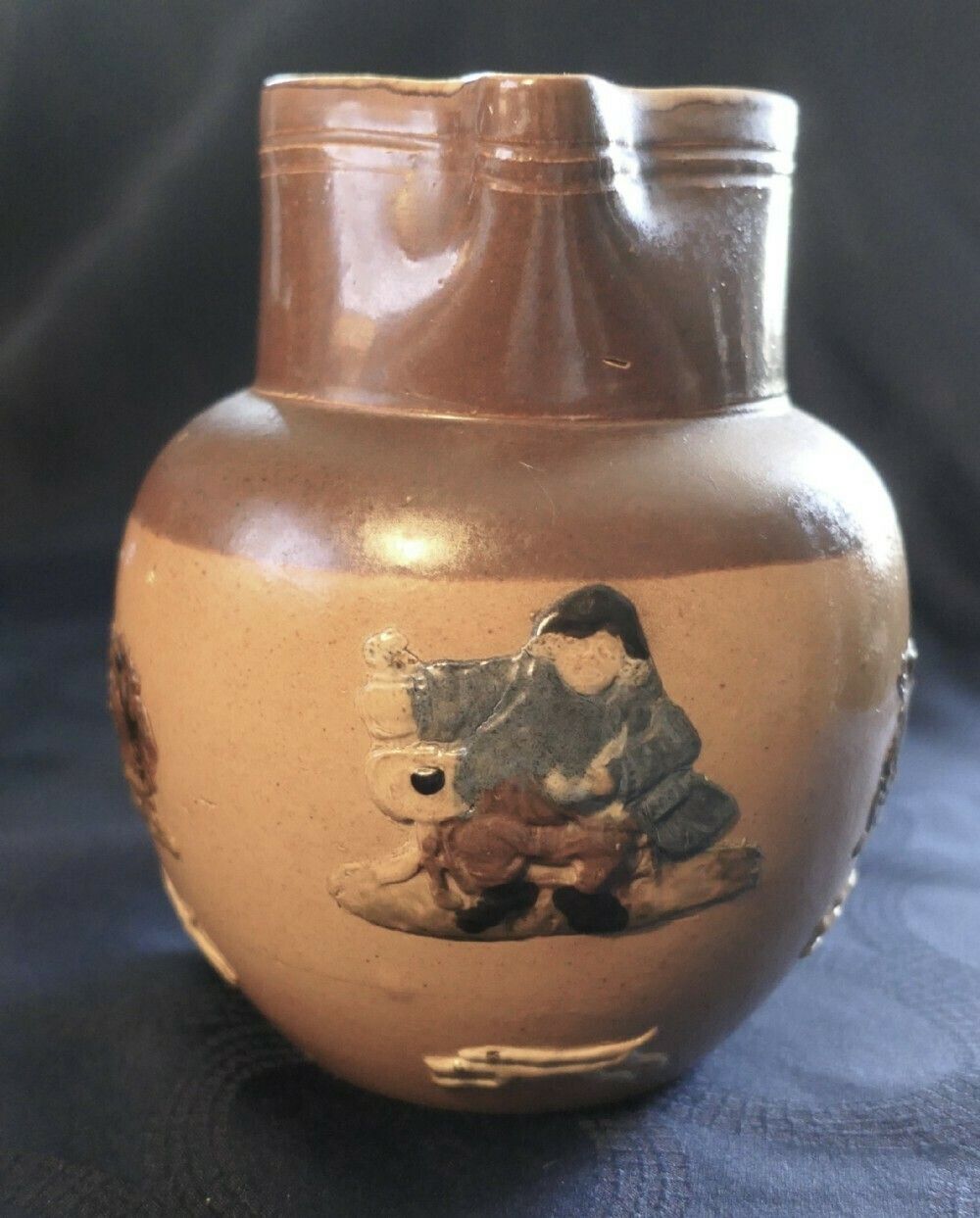 Set Of 3 Rare Coloured Royal Doulton Stoneware Harvest Jugs photo for sale