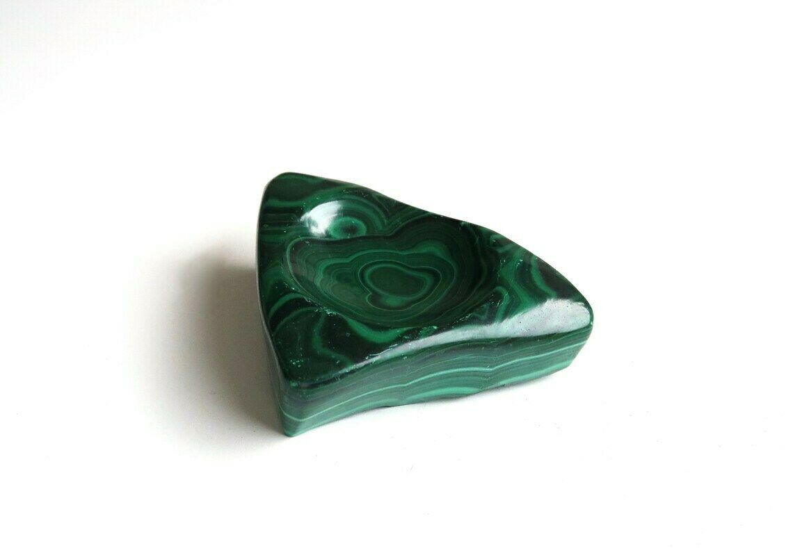Coupe en malachite, vide-poche, pierre verte, années 1970 / vintage, Boho Chic, minéral, folk, bohémien, plateau à bijoux de salle de bain photo Décoration