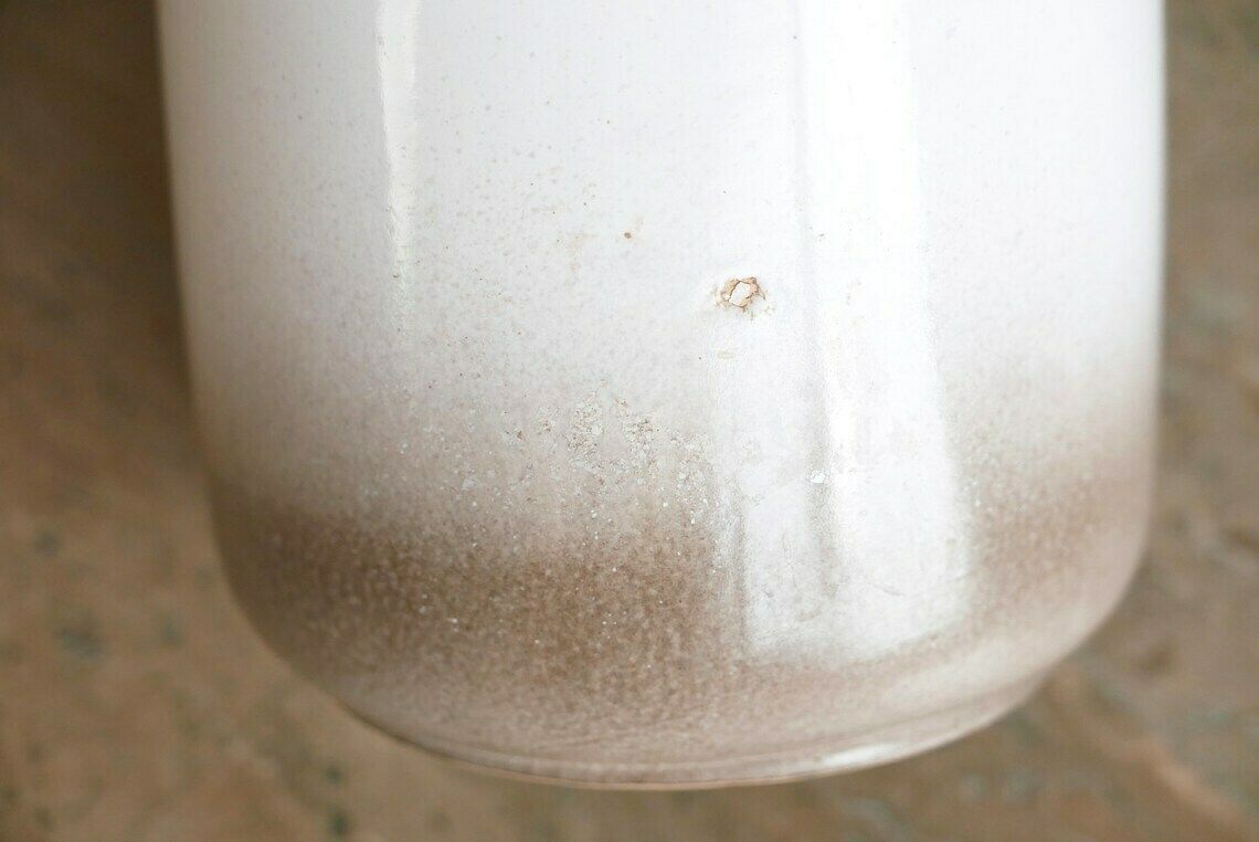 Xl Ceramic Vase, West Germany, White And Brown, 1960s / Large Pottery, Boho Chic, Bohemian, Pottery, Minimalist, Modernist photo Home Decor