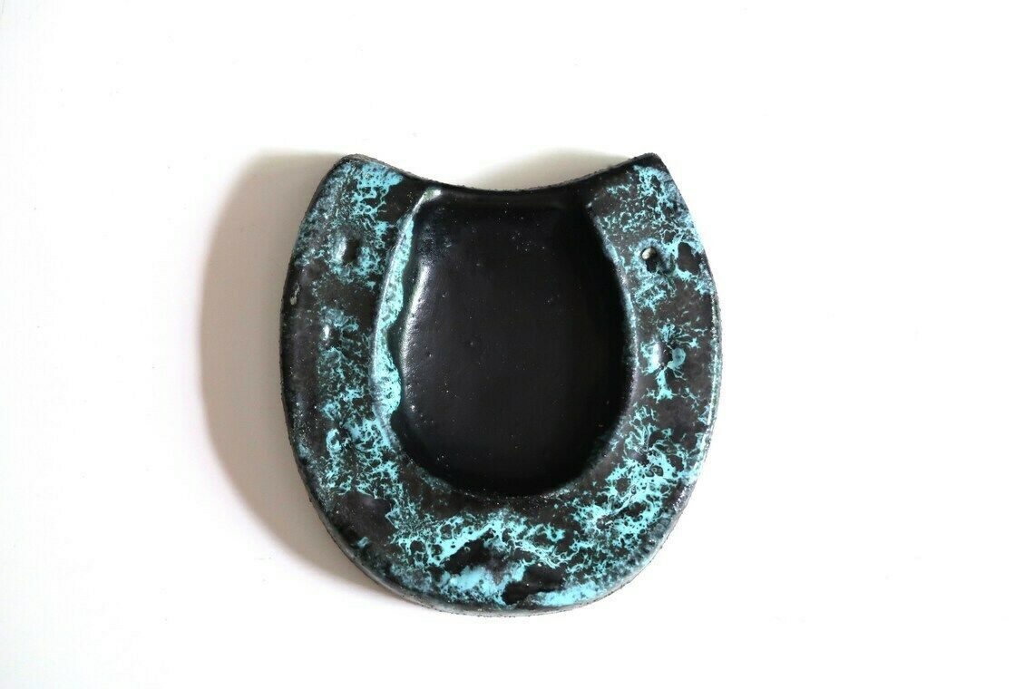 Ceramic Horseshoe Ashtray Or Dish By Accolay, France, 1960s / Lucky Charm, Modern, Modernist, Abstract Decor