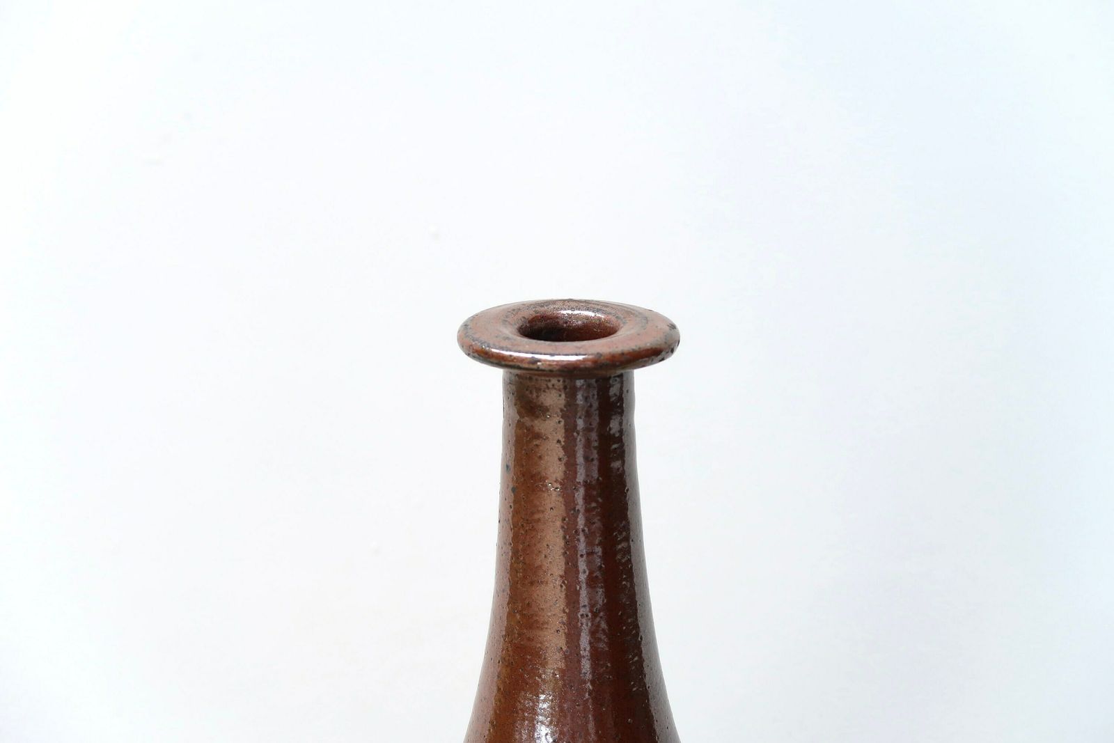 French Ceramic Vase Bottle, 1970s / Brown, Ceramic, Boho Chic, Folk, Country, Farmhouse photo for sale