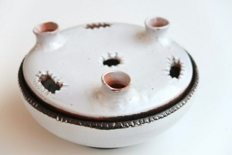 French White Ceramic Ikebana Vase By Jeanne And Norbert Pierlot photo Home Decor