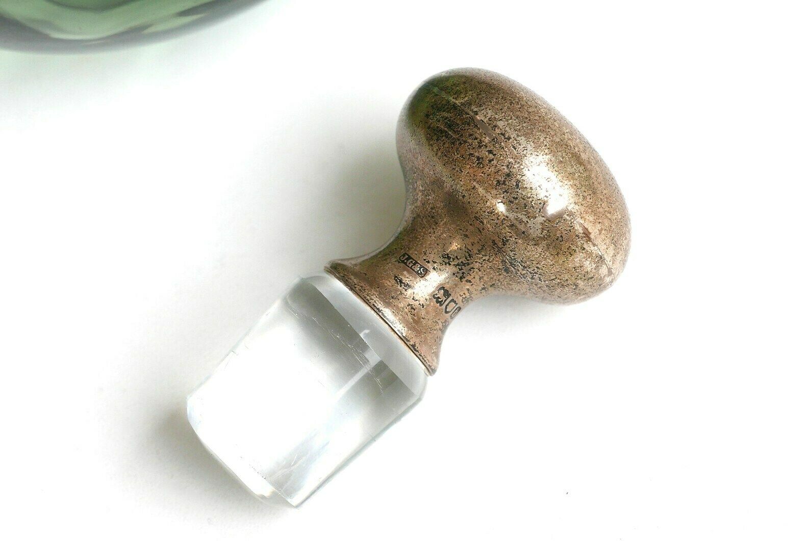 John Grinsell And Sons Green Glass Carafe, Birmingham / Silvered , England, English photo Home Decor