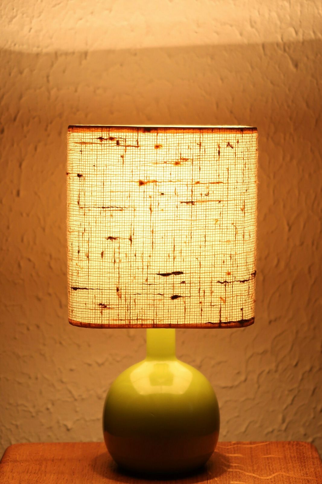 French Green Wood Table Lamp, 1970s / Sphere, Minimalist, Boho Chic, Style Ruelland photo for sale