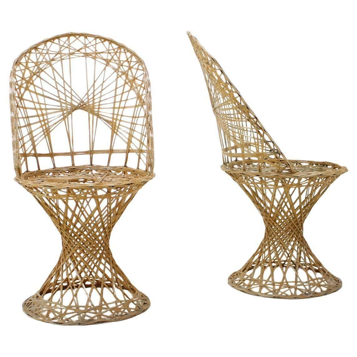 Pair Of Chairs, Patio Russell Woodard Wicker Effect, 1960s