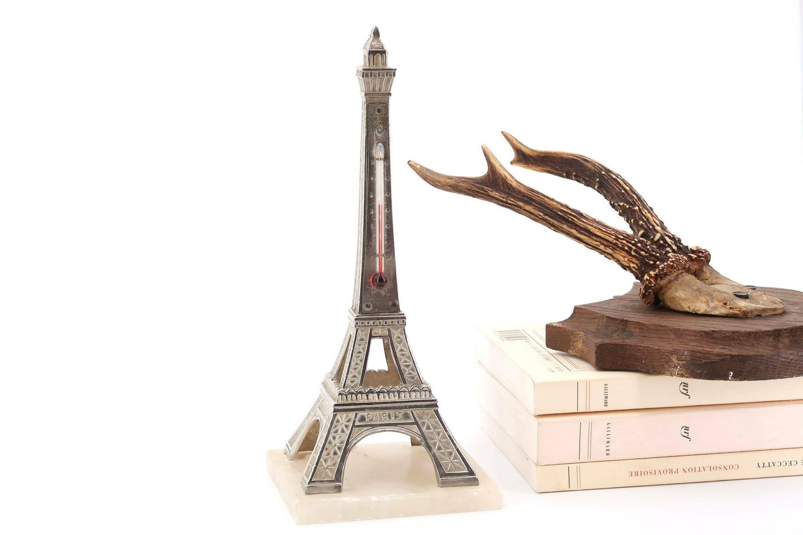 Franse Metalen Eiffeltoren Met Thermometer, Ca. Jaren 1950 / Vintage, Parijs, Architectuur, Frankrijk