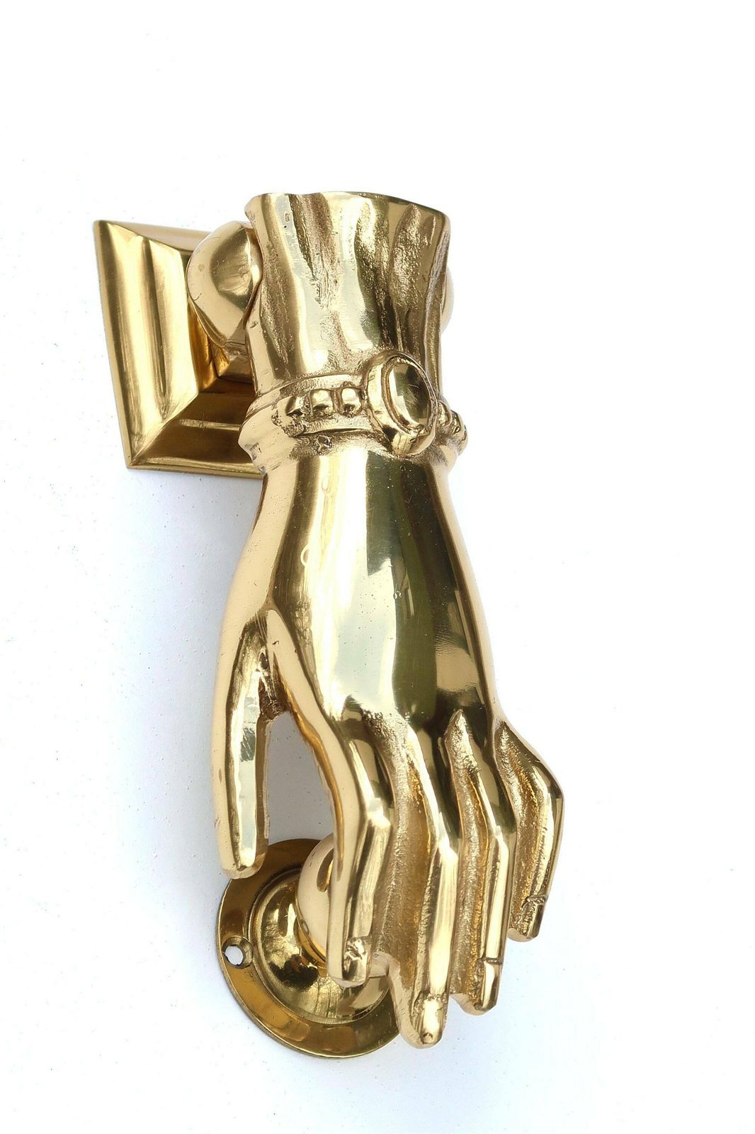 Messing Deurklopper Hand, Ca. Jaren 1950 / Deurknop, Handgreep, Geluksbrenger, Boho Chic, Folk, Sculptuur photo Bouwonderdelen