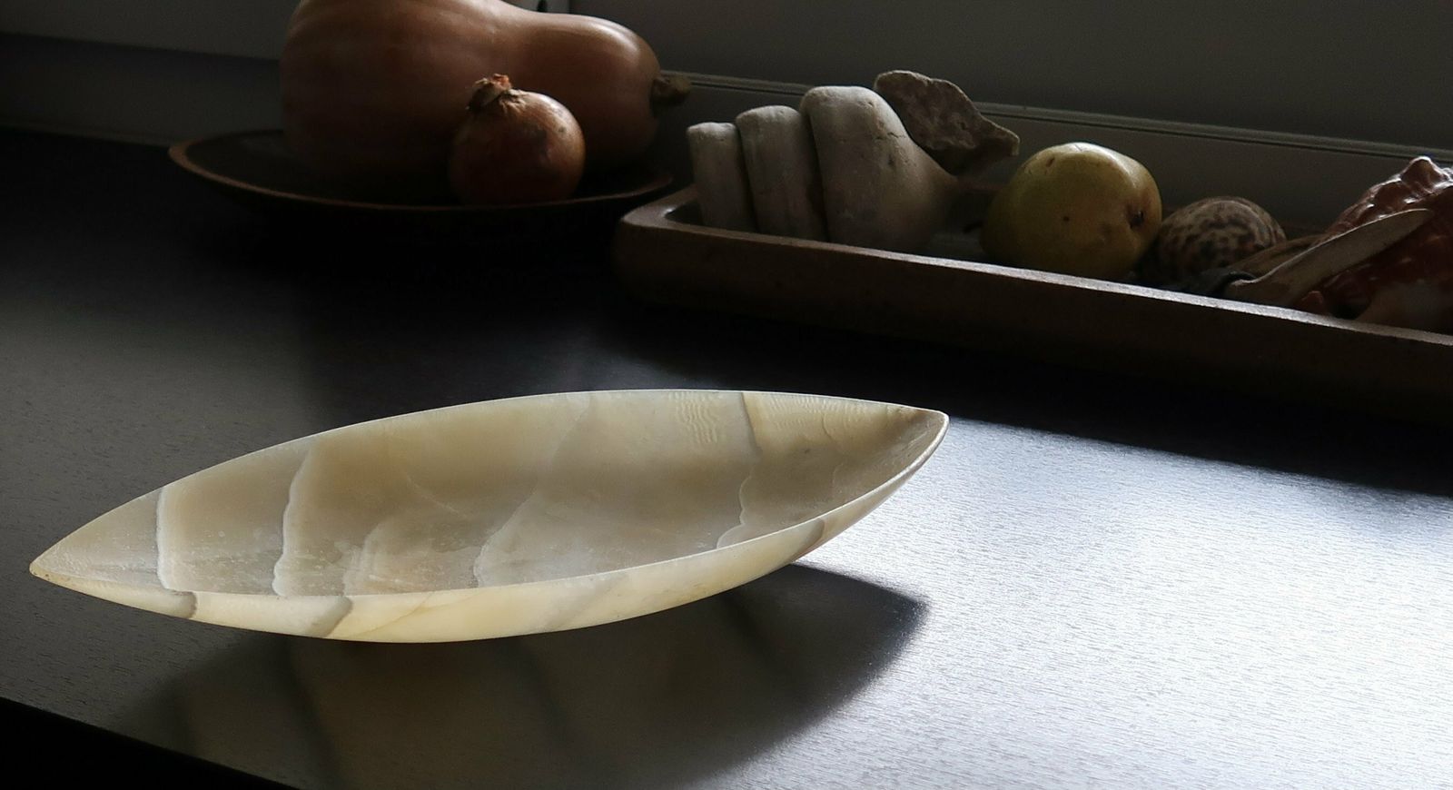 Large Alabaster Ring Dish, Carved Stone, 1970s / Jewelry Display, Bathroom, Pale, Sculpture, Boho Chic Bohemian Folk photo 166.0