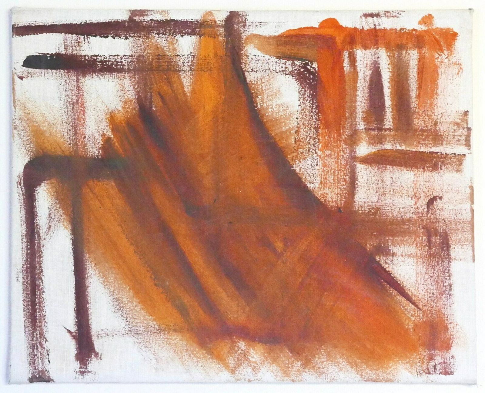 French Abstract Painting, 1960s / Orange, Brown, Vintage, Abstraction