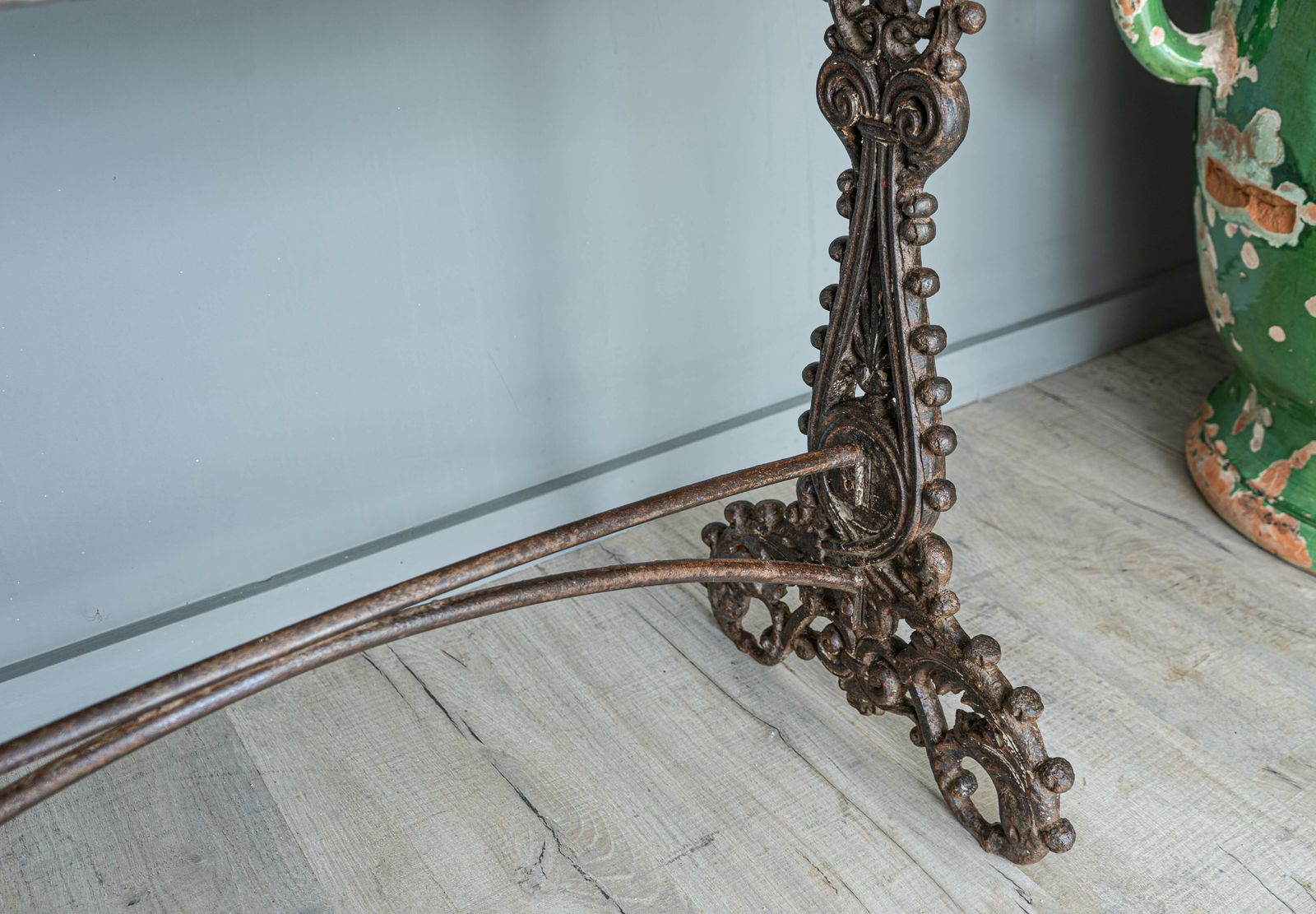 Antique Marble Topped French Iron Table photo vinterior