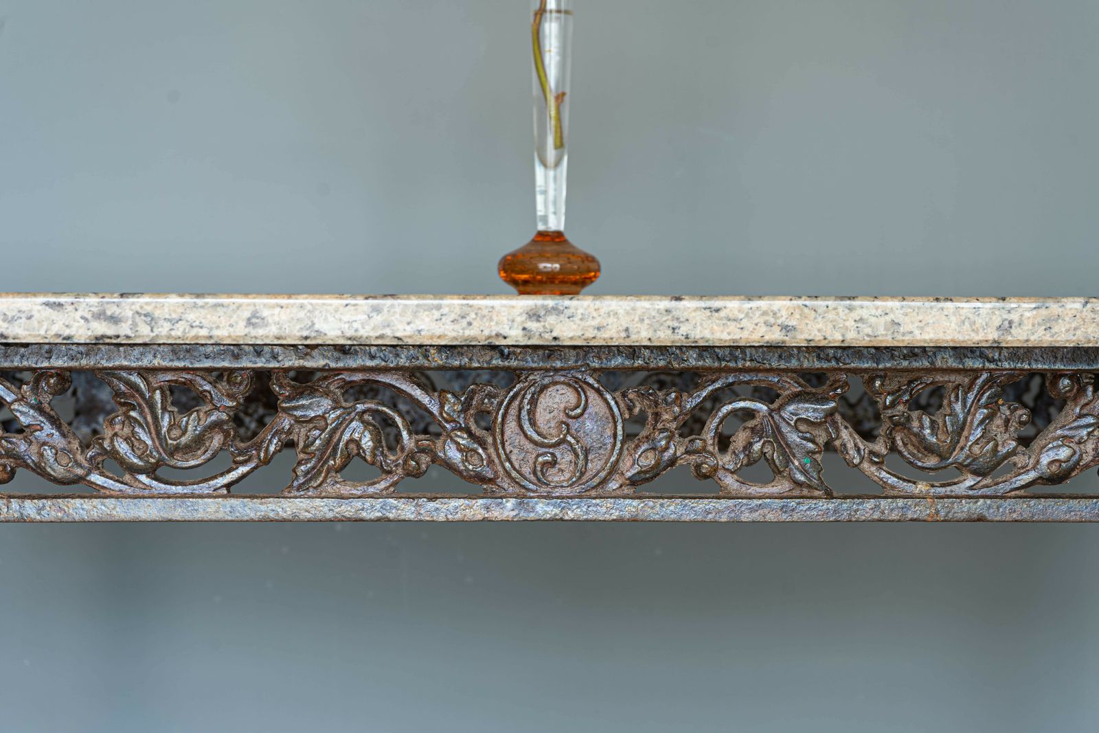 Antique Marble Topped French Iron Table photo buy
