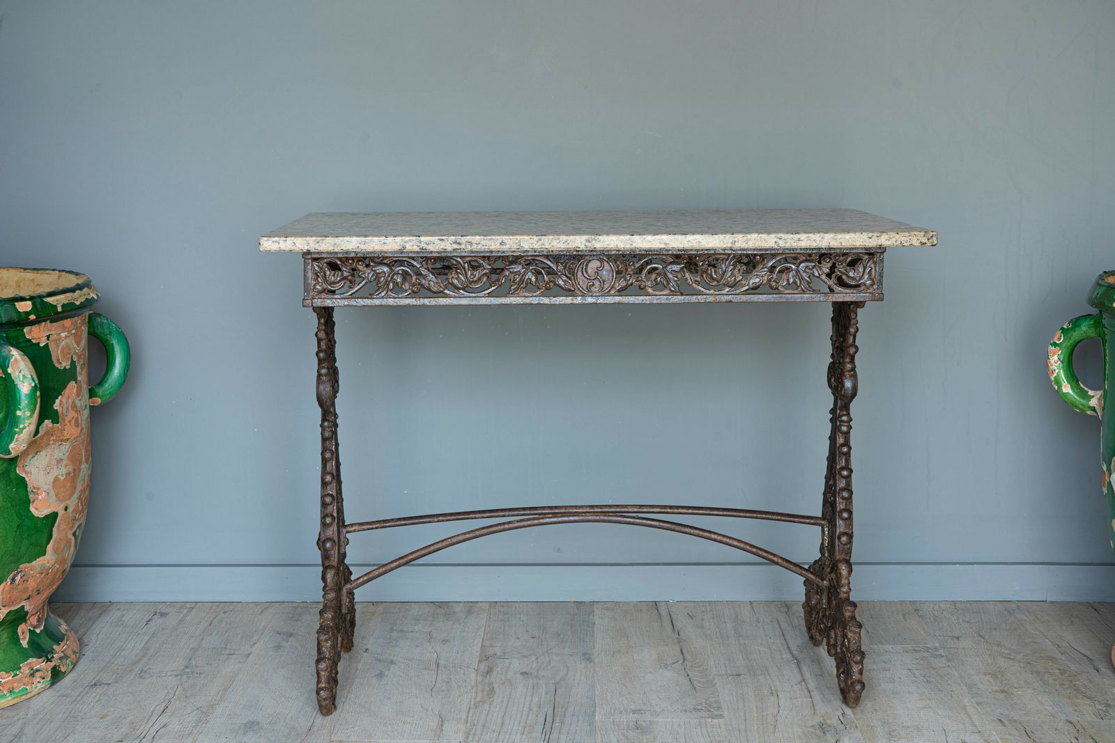 photo for sale Antique Marble Topped French Iron Table