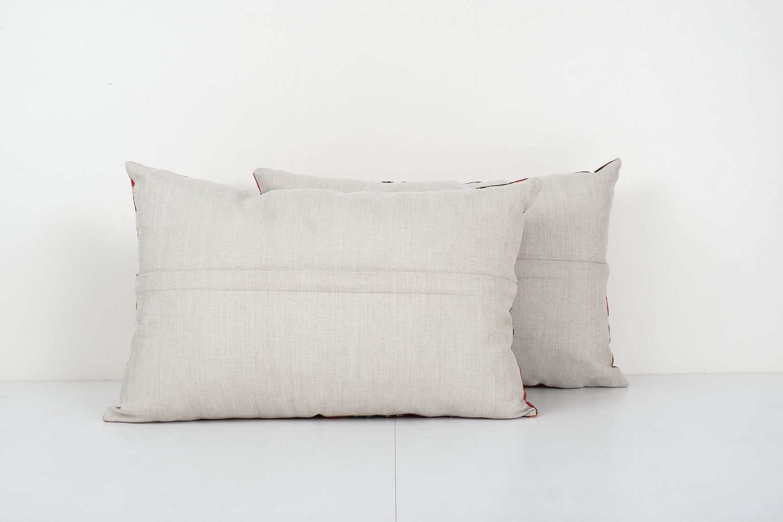 Old Uzbek Trade Cloth Pillow, Set Of Two Vintage Floral Roller Print Cushion Cover On Cotton 16'' X 22'' photo for sale