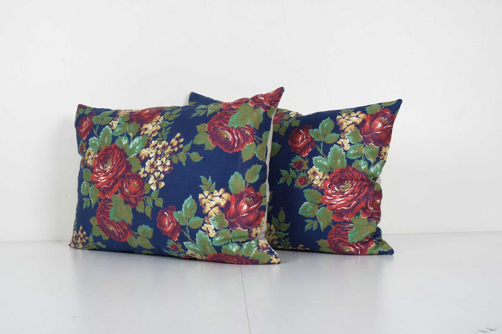 Set Of Two Colorful Lumbar Pillow   Matching Ethnic Cushion Cover   Floral Turkish Pillowcase 17'' X 23'' photo furniture