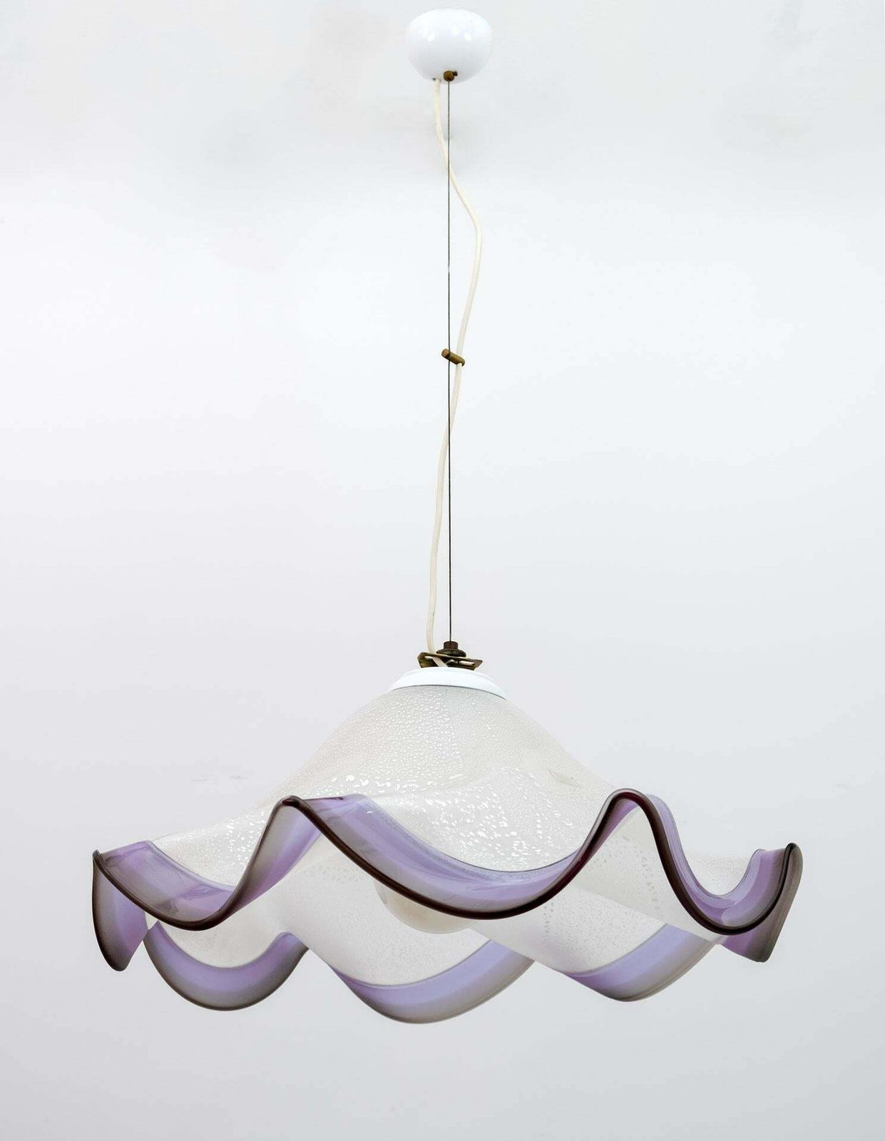 Mid Century Modern Italian Murano Silver Leaf Glass Pendant Lamp, 1970s photo furniture