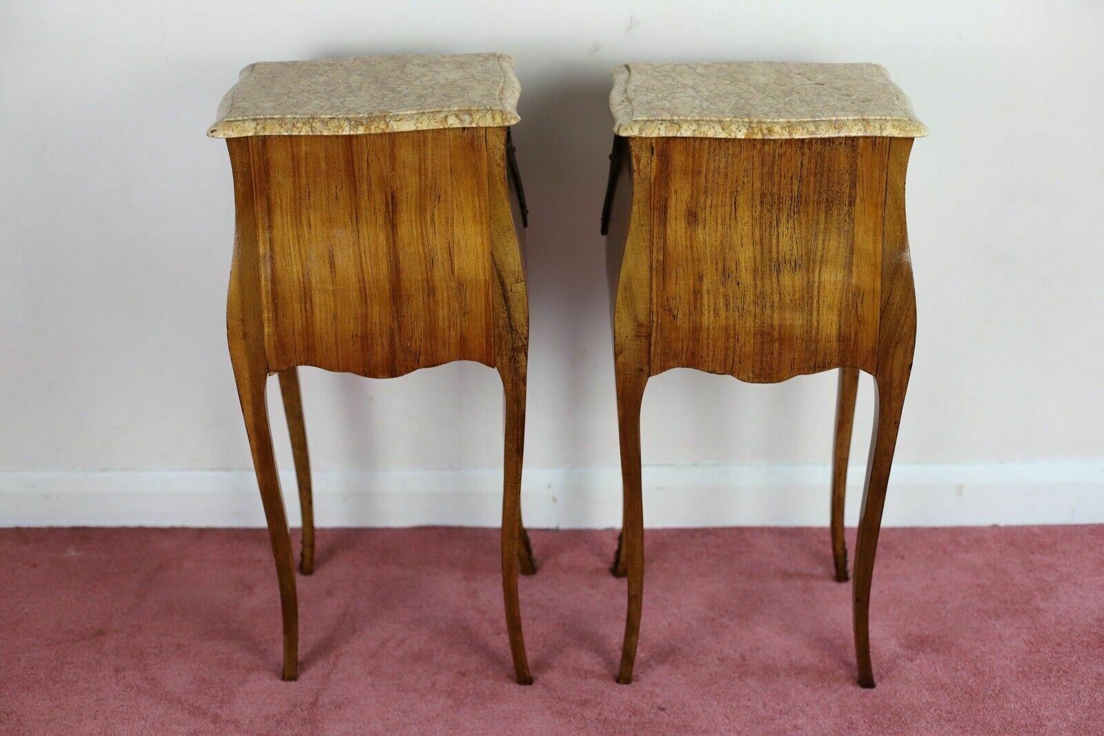 Antique Louis XV French Marquetry Marble Nightstands photo vinterior