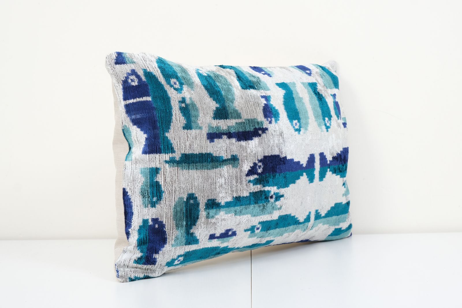 Ikat Velvet Pillow   Fish Lumbar Cushion Cover   Animal Ikat Velvet Pillow Cover 16'' X 24'' photo for sale