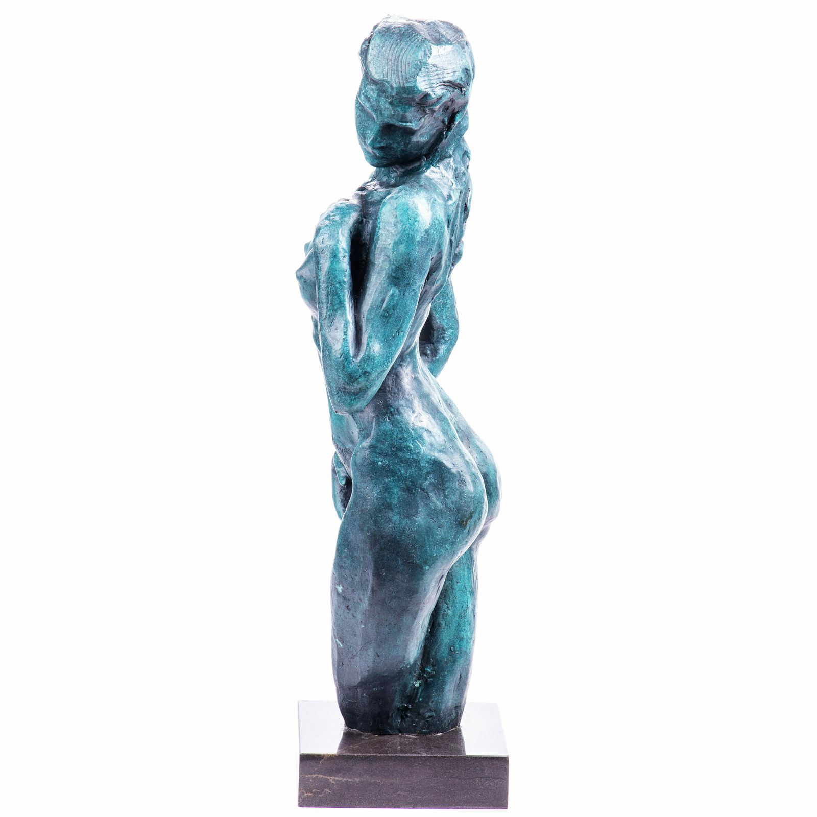 Art Deco Style Bronze Sculpture – Female Nude With Green Patina Nick photo for sale