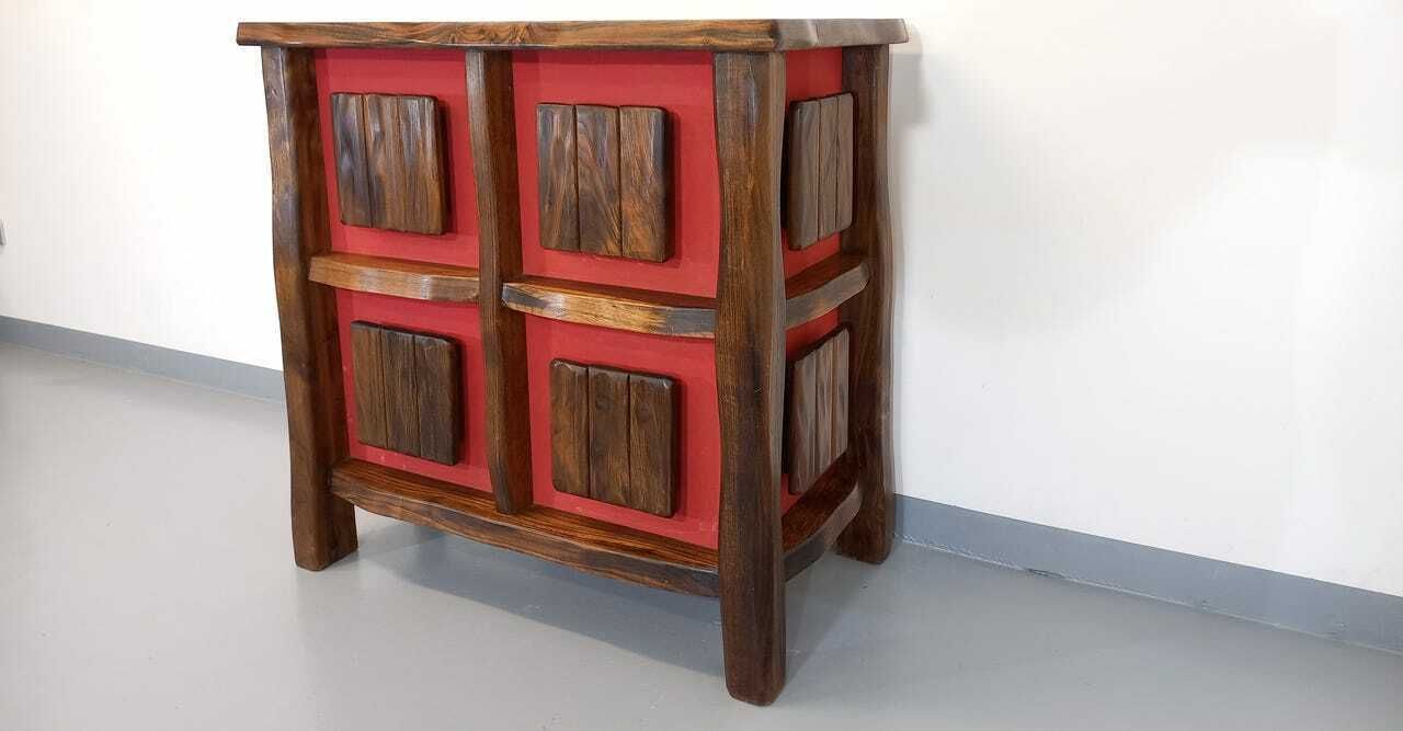 Vintage Aranjou Luminous Brutalist Bar Cabinet From The 50s 60s In Solid Elm photo furniture