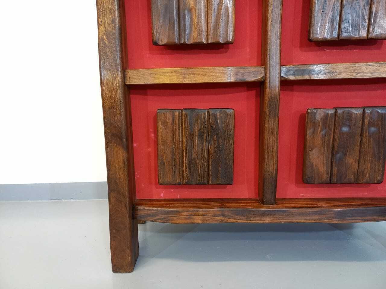 Vintage Aranjou Luminous Brutalist Bar Cabinet From The 50s 60s In Solid Elm photo vinterior