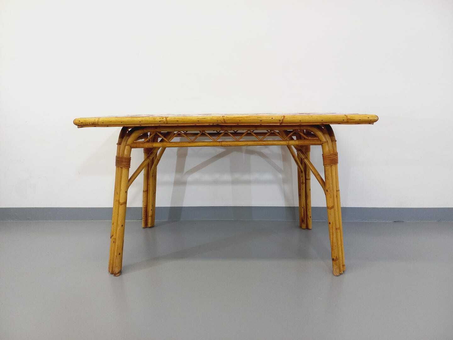 Table rectangulaire Audoux Minet en rotin et céramique photo Mobilier