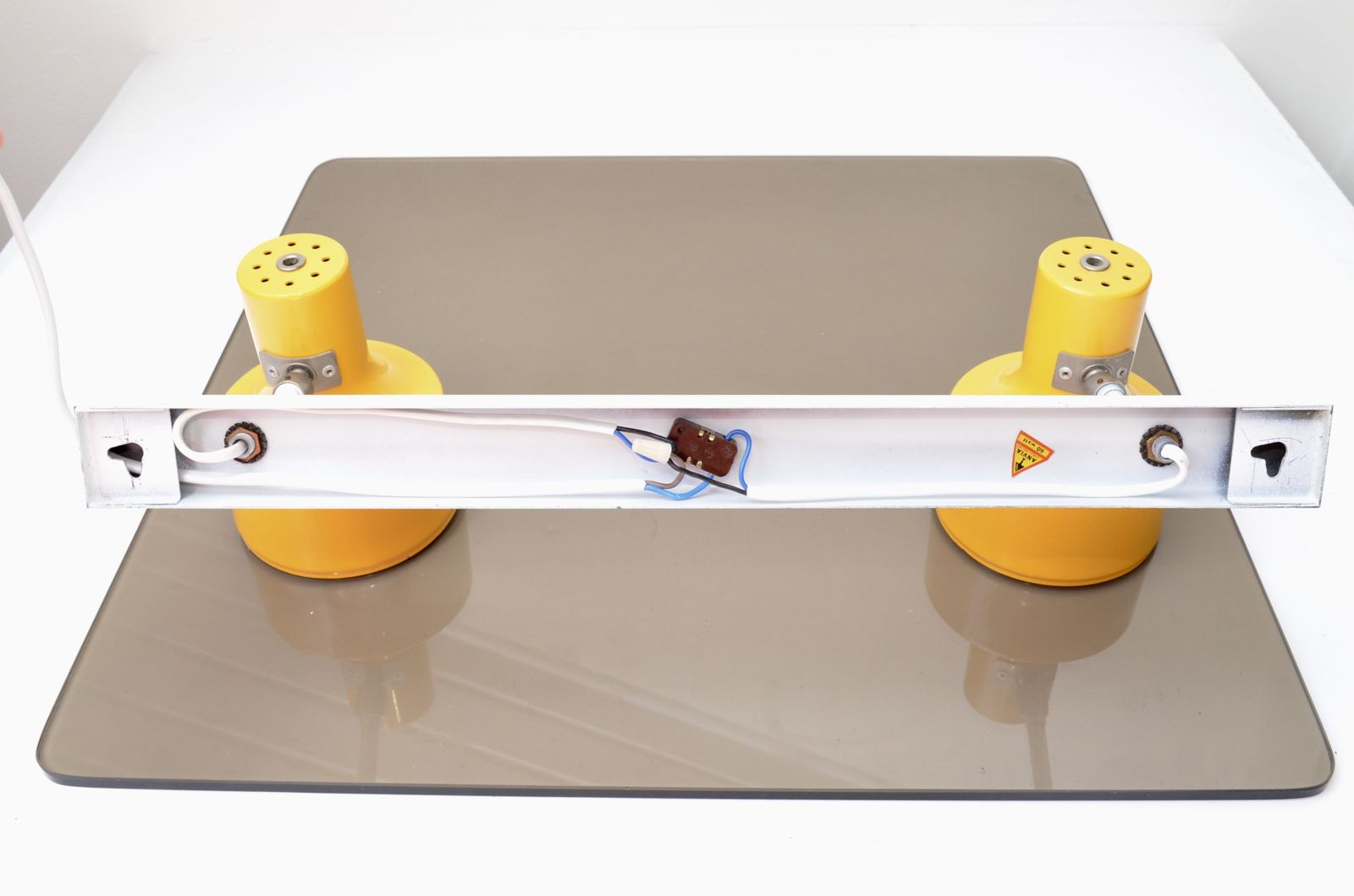 photo for sale Vintage Dutch Metal Yellow Wall Lamp With Double Spots By Anvia Almelo, 1960s