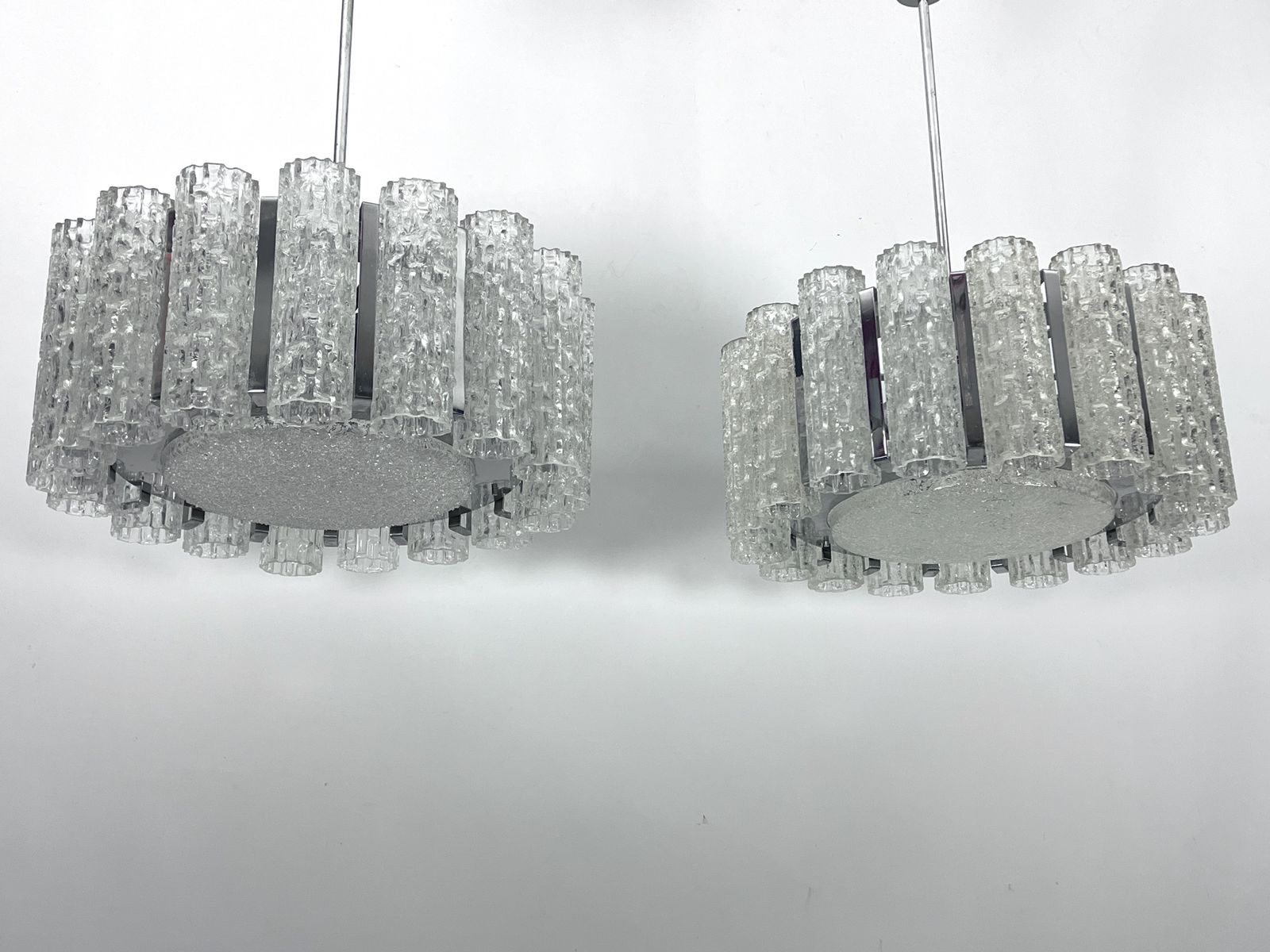 Set Of Two Mid Century Murano Glass Element Chandeliers. Italy 1960s photo 4251.0