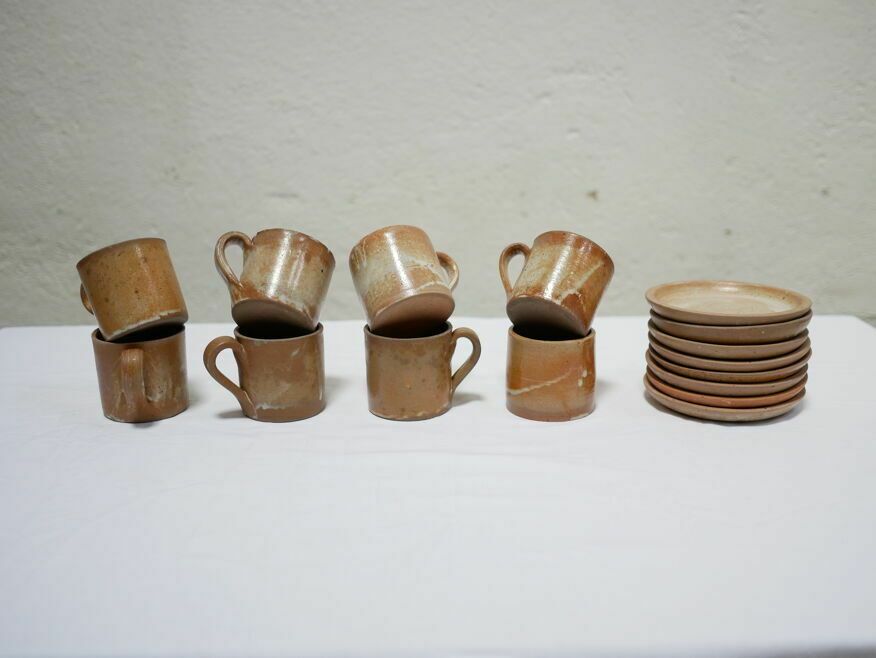 Series Of 8 Vintage Stoneware Cups And Saucers photo furniture