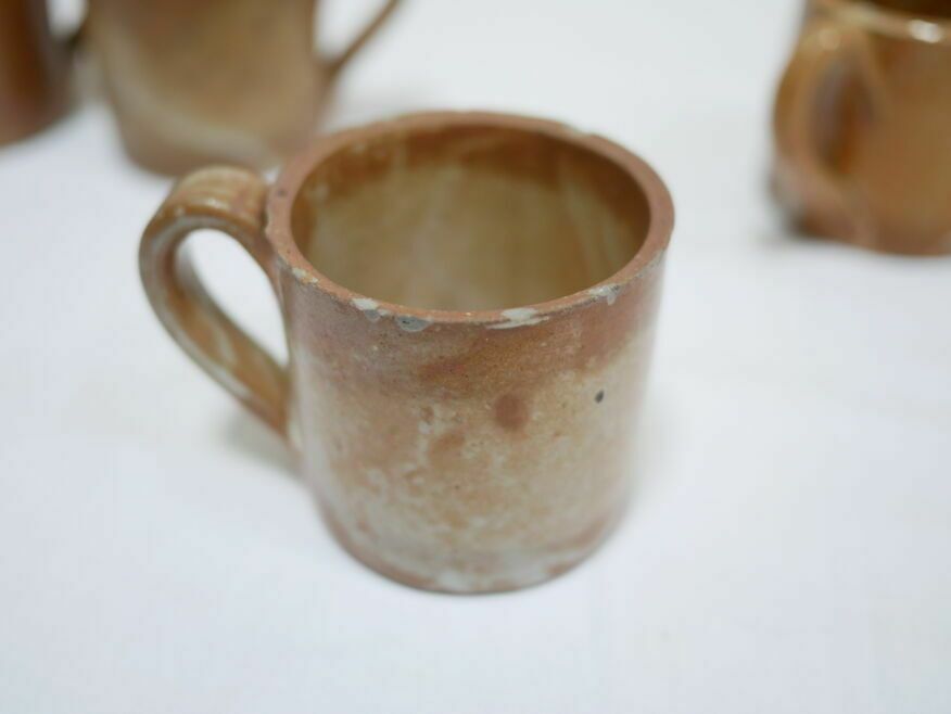 photo buy Series Of 8 Vintage Stoneware Cups And Saucers