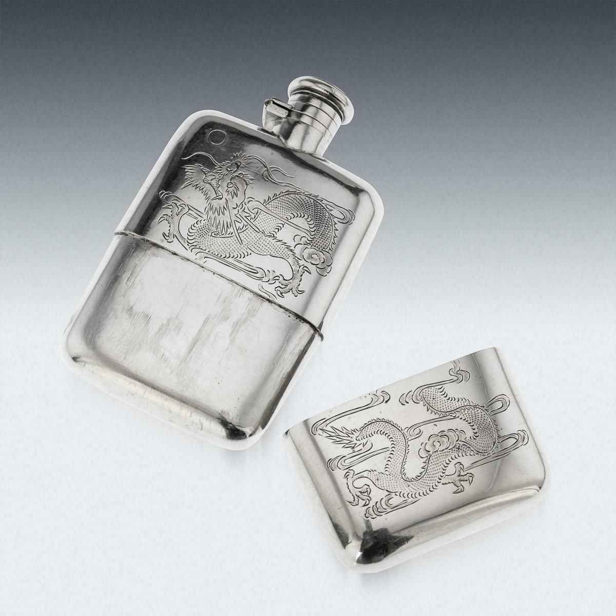 20th Century Chinese Solid Silver Hip Flask, Canton, C.1920 photo furniture