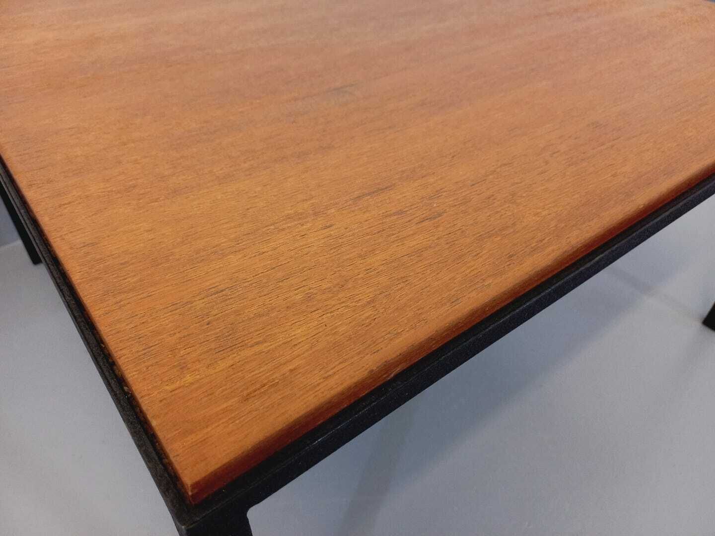 Table basse moderniste carrée en teck et métal photo buy