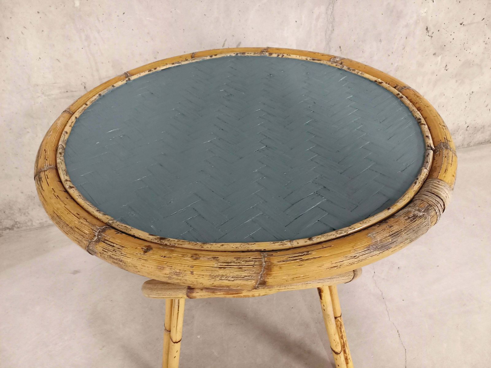Round Rattan Side Table, 1960s photo Furniture