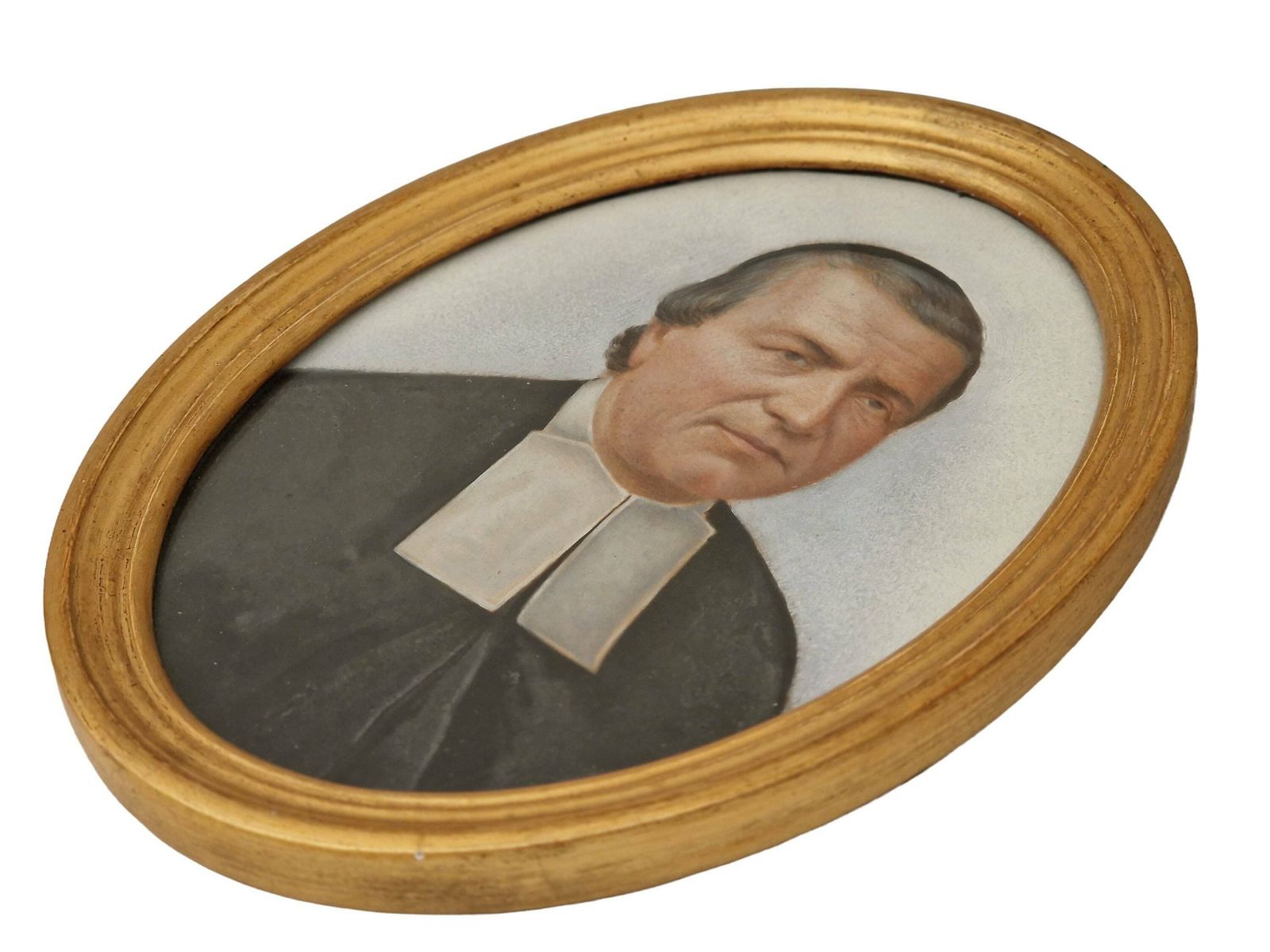 19e Eeuws Frans Priesterportret In Oliepastel, Antiek Wanddecoratie photo furniture