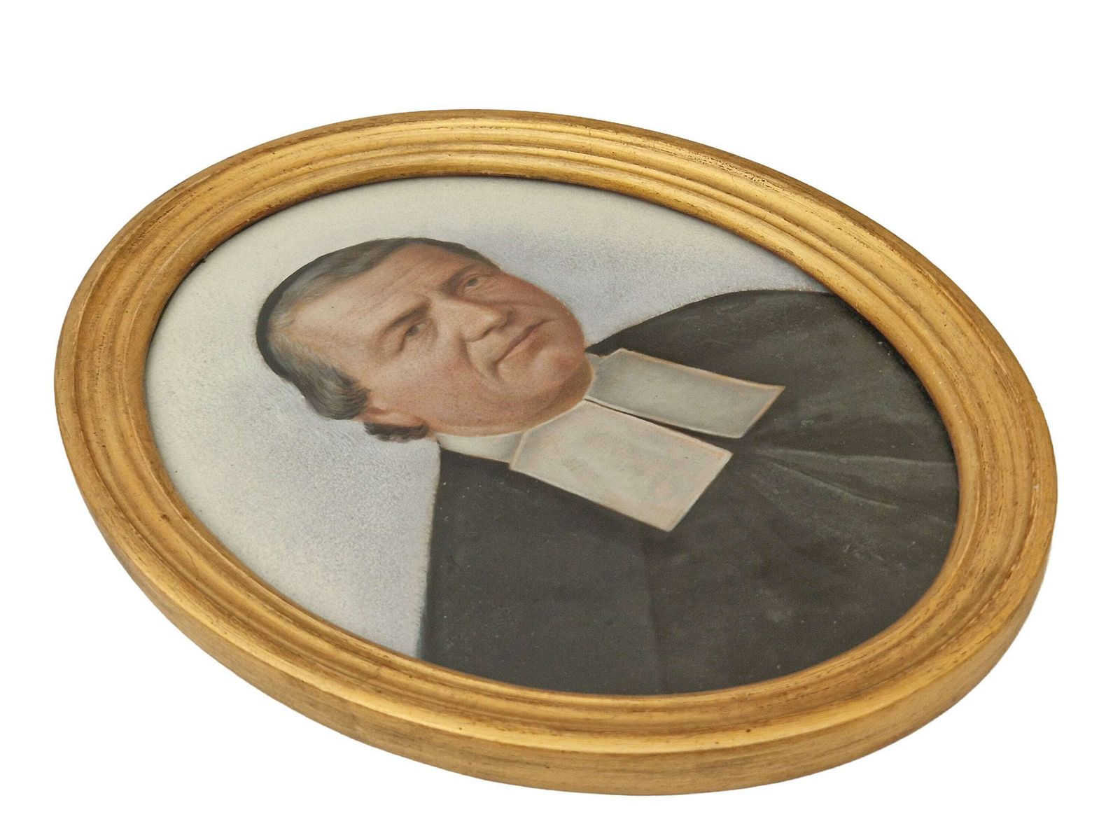 19e Eeuws Frans Priesterportret In Oliepastel, Antiek Wanddecoratie photo 155.0