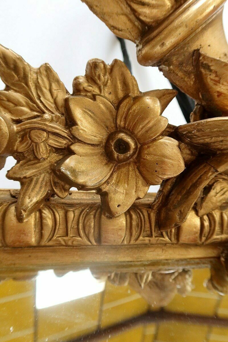 photo vinterior Mirror With Glazing Bead And Golden Wood, Louis XIV Style,  Napoleon III, Period  19th Century