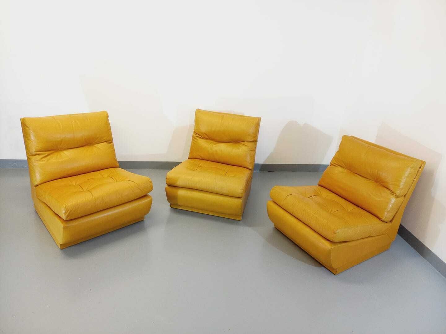 3 fauteuils Roche Bobois en cuir photo Mobilier