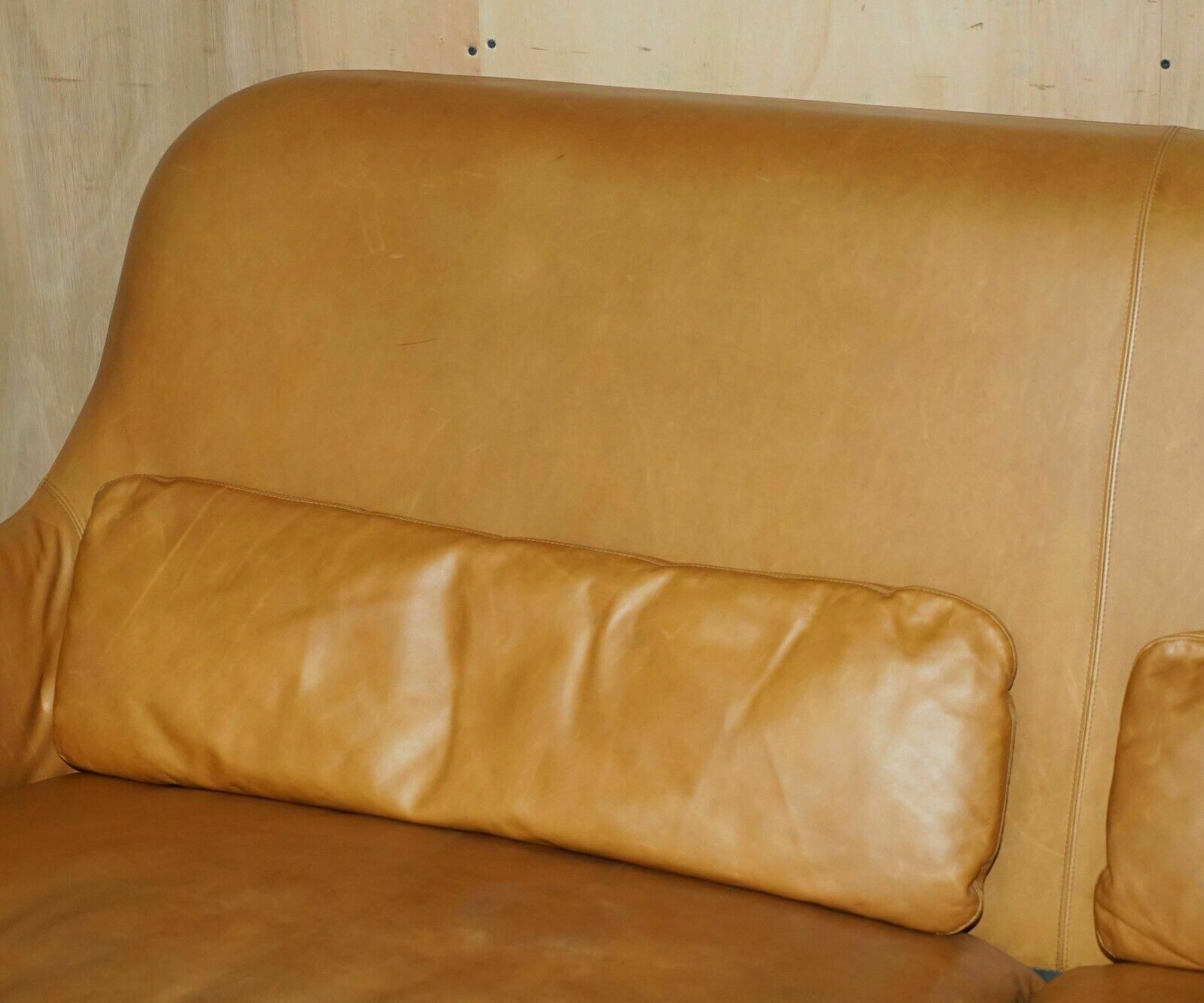 Habitat Smithfield Aron Probyn 50th Anniversary Brown Leather Sofa & Armchair photo vinterior