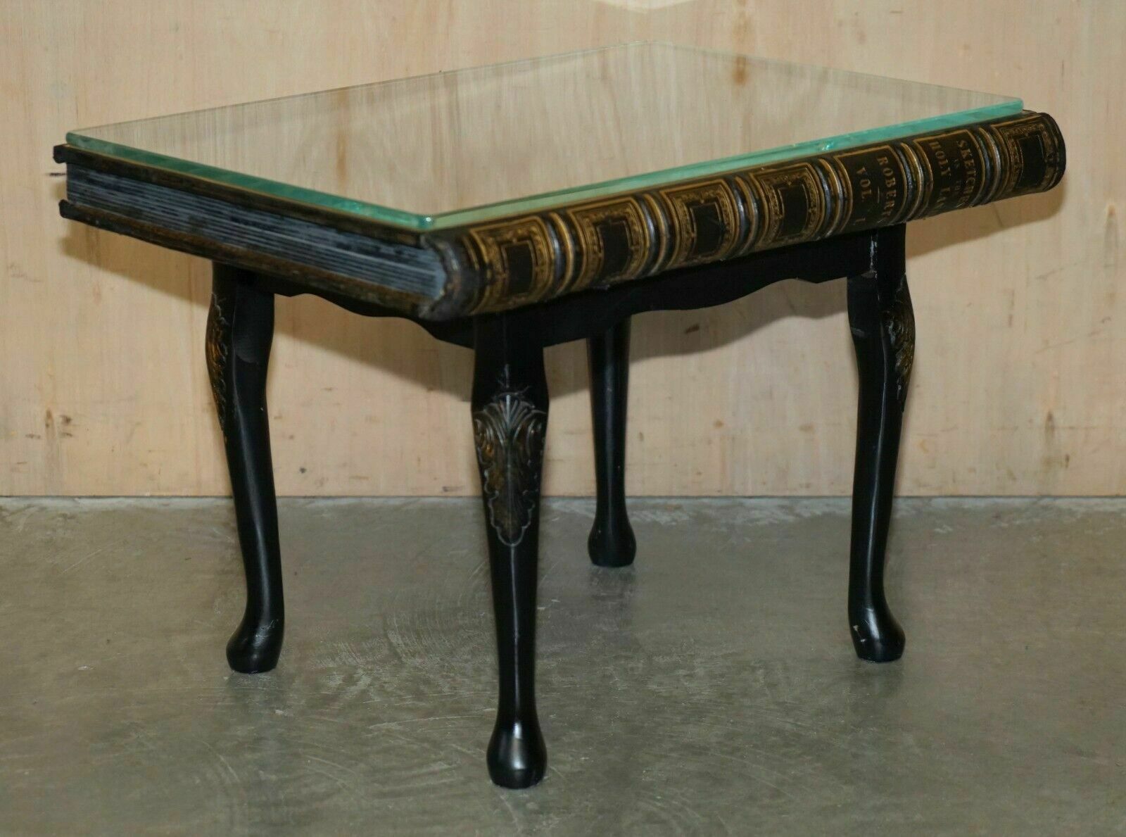 Pair Of Faux Book Topped Side End Lamp Wine Tables On Elegant Cabriole Legs photo for sale