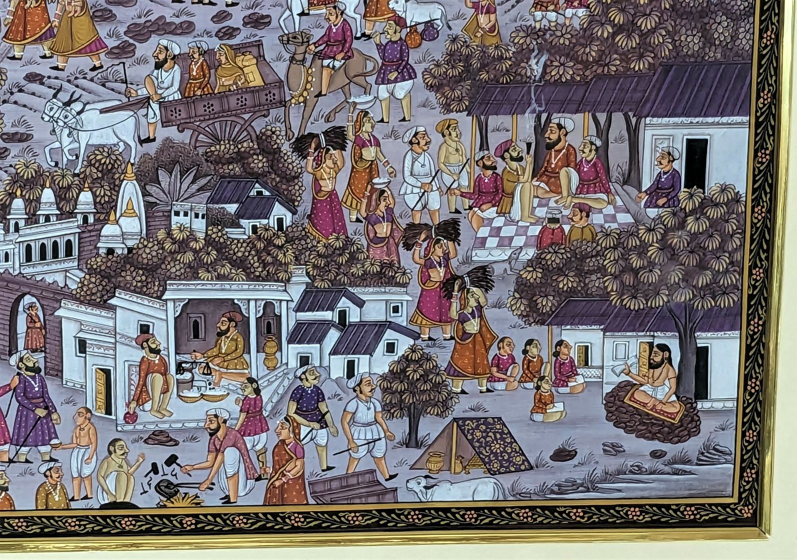 Vintage Framed Miniature Painting Of Rajasthan Village Life photo buy
