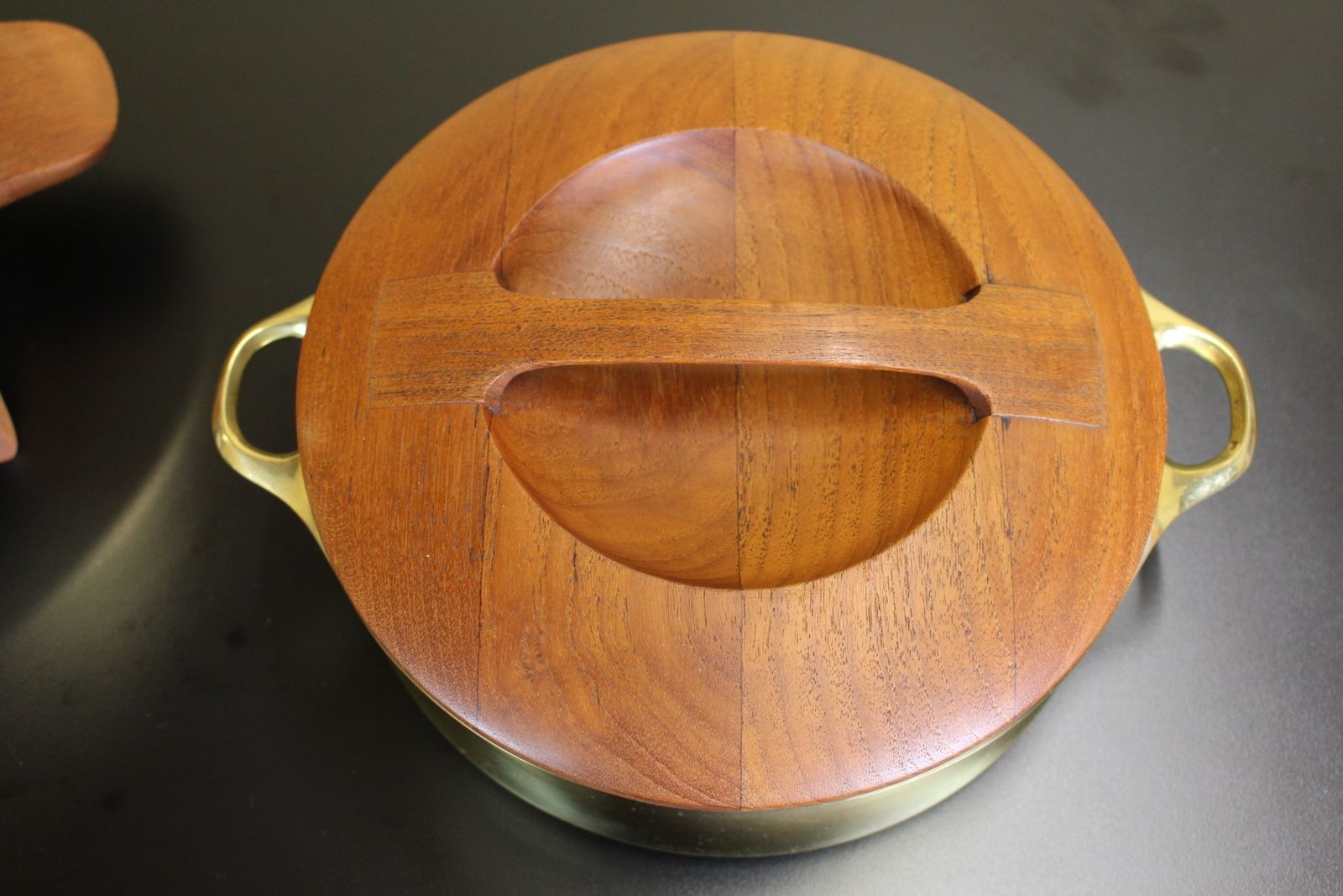 Pair Of Late 1950’s Dansk Brass And Teak Serving Dishes By Jens Quistgaard photo 495.0