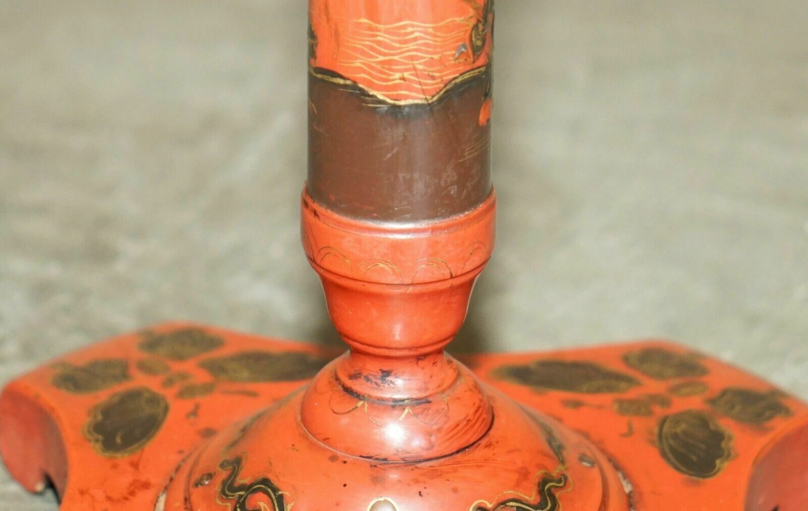 photo furniture Lovely Antique Chinese Chinoiserie Lacquered & Hand Painted Side Lamp Wine Table